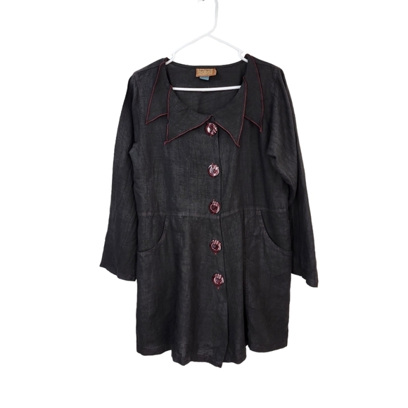 Hot Knots Women's 100% Linen Button Down Tunic Top- S/M - Picture 1 of 8